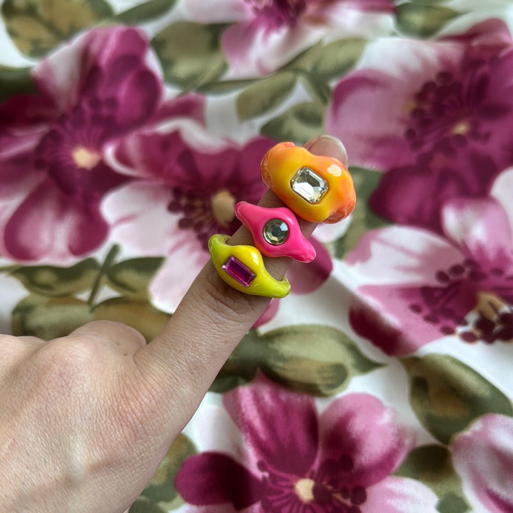 Multicolor Funky Statement Costume Gem Rings! 💕💙❤️🩵